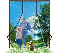 Moustiquaire Magnétique pour Portes, Différentes Tailles, 210x225cm Noir, Puissants Aimants Deux côtés ouverts, Fermeture Automatique, Pour Portes Coulissante Balcon, Double Porte Terrasse