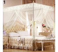 Moustiquaire, Moustiquaire à Baldaquin en Dentelle De Princesse Romantique sans Cadre pour Lit Double Queen Beige Reine