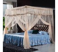 Moustiquaire, pied-de-biche à plancher, à trois portes sans poinçonnage lit de 1,5 m / 1,8 m, renfort + porte latérale bleu d'eau 180 * 200cm, Standard + jade trois portes_200 * 220cm