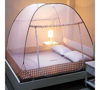 Moustiquaire pliable - Portable pour voyage, double porte pop-up, grande pour lit, chambre à coucher, extérieur, camping, pique-nique (marron, 200 x 150 x 150 cm)