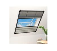 Moustiquaire plissée pour fenêtre Aluminium 80x100 cm et auvent Noir G
