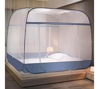 Moustiquaire Portable - Tente Anti-moustiques pour Le Voyage Et Le Camping - Filet De Lit Escamotable Pliable avec Auvent à 3 Portes, Blue, 1.8m