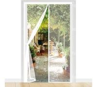 Moustiquaire Porte 100 x 180 cm Maille Ultra-Fine, Fermeture Auto Aimants, Bande Auto-Agrippante, Montage Facile Moustiquaire Mailles Ultra Fines pour Patio, Blanc