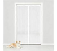 Moustiquaire Porte 105 x 200 cm Différentes Tailles, Uissants Aimants, Fermeture Automatique, Sans Perçage Magnétique Moustiquaire Porte pour Couloirs, Portes, Patio, Blanc