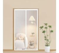 Moustiquaire Porte 105 x 200 cm Maille Ultra-Fine, Fermeture Auto Aimants, Bande Auto-Agrippante, Montage Facile Moustiquaire de Porte Magnétique pour Patio, Blanc