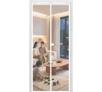 Moustiquaire Porte 105 x 200 cm Maille Ultrarésistante, Magnétique, Fermeture Automatique, Garde L'Air Frais à L'Intérieur, Rideau Moustiquaire Aimantée pour Porte Fenêtre, Blanc