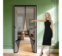 Moustiquaire Porte 110 x 255 cm Différentes Tailles Filet Rideau Moustiquaire Aimantée Puissants Aimants, Fermeture Automatique pour de Balcon Chambre, Noir