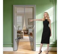 Moustiquaire Porte 119 x 261 cm Différentes Tailles Filet Rideau Moustiquaire Aimantée Puissants Aimants, Fermeture Automatique pour de Balcon Chambre, Gris