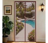Moustiquaire Porte 132 x 225 cm Puissants Aimants, Fermeture Automatique, Sans Perçage Rideaux Aimantée Sans Percage Moustiquaires Ementer Aimanté pour Portes Balcon, Cave, Marron