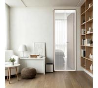 Moustiquaire Porte 140 x 200 cm Fermeture Aimantée Automatique Rideaux Aimantée Sans Percage avec Ruban Adhésif, Bâtons Magnétiques pour Couloirs, Portes, Patio, Blanc