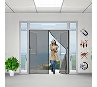 Moustiquaire Porte, 140x200cm Maille ultra fine, Puissants Aimants, Fermeture Automatique, Laisse Passer l'Air Frais, Kit d'installation Complet (Noir)