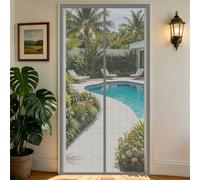 Moustiquaire Porte 143 x 250 cm Fermeture Automatique Aimantée, Sans Perçage Moustiquaire Porte Magnétique sur Mesure de pour Couloirs, Patio, Gris
