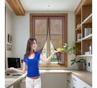 Moustiquaire Porte 144 x 143 cm Anti Mouche Maille Ultra Fine, Protection Contre Les Moustiques Rideau Porte D’Entrée Moustiquaire pour Fenêtre, Balcon, Marron