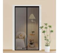 Moustiquaire Porte 147 x 208 cm Maille Ultra-Fine, Fermeture Auto Aimants, Bande Auto-Agrippante, Montage Facile Moustiquaire de Porte Magnétique pour Patio, Noir