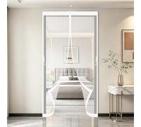 Moustiquaire Porte 178 x 204 cm Fermeture Automatique Aimantée, Sans Perçage Rideaux Aimantée Sans Percage Moustiquaires Ementer Aimanté pour Balcon, Terrasse, Blanc