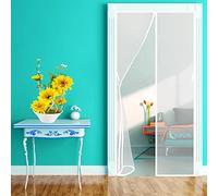 Moustiquaire Porte, 180x210cm Anti-Mouches & Anti-Insects, Rideau Mouches pour Porte, Blanc, 663 Tailles