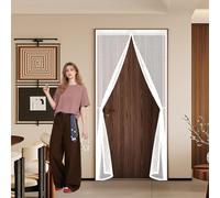 Moustiquaire Porte 300 x 220 cm Anti Mouches et Insectes, Fermeture à Scratch, Sans Perçage, Puissants Aimants, Porte Moustiquaire Magnétique pour Fenêtres, Blanc