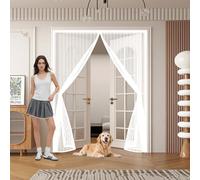 Moustiquaire Porte 300 x 220 cm Anti Mouches et Insectes, Fermeture à Scratch, Sans Perçage, Puissants Aimants, Rideau Aimanté, Moustiquaire Aimantée pour Fenêtres Porte, Blanc