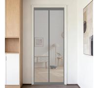 Moustiquaire Porte 70 x 130 cm Sans Perçage, Fermeture Automatique, Maintient L'Air Frais à L'Intérieur, Anti-Insectes Rideaux Anti Mouches pour Porte, Couloirs, Gris