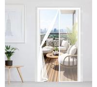 Moustiquaire Porte 74 x 204 cm Maille Ultra-Fine, Fermeture Auto Aimants, Bande Auto-Agrippante, Montage Facile Filet Anti Insecte pour Porte Exterieur, Blanc