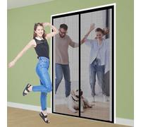 Moustiquaire Porte 78 x 223 cm Rideau de Porte Antimoustique Anti-Insectes pour Portes de Multi Types, Noir