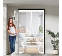 Moustiquaire Porte 85 x 90 cm Anti-Moustiques, Anti-Insectes, Maille Ultra-Fine, Installation Facile, Moustiquaire à Fermeture Aimantée pour Porte de Balcon, Cave, Blanc