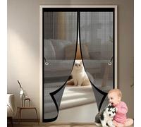 Moustiquaire Porte 85 x 90 cm Anti-Moustiques, Fermeture Automatique, Sans Perçage, Maille Fine, Moustiquaire Magnétique Porte pour Portes, Différentes Tailles, Noir