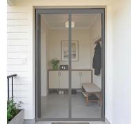Moustiquaire Porte 90 x 100 cm Sans Perçage, Fermeture Automatique, Maintient L'Air Frais à L'Intérieur, Anti-Insectes Rideau en Maille pour Porte Exterieur, Gris