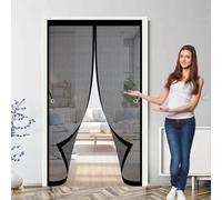 Moustiquaire Porte Aimantée 136 x 166 cm Anti-Moustiques, Anti-Insectes, Maille Ultra-Fine, Installation Facile, Aimantée Moustiquaire pour Portes, Différentes Tailles, Noir