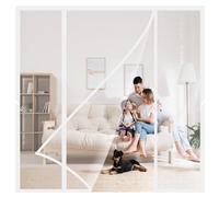 Moustiquaire Porte Aimantée Double 200x205cm Sans Percer ni Visser Fermeture Automatique Magnétique Pour porte balcon et terrasse Blanc