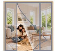 Moustiquaire Porte Aimantée Double Gris 205x215cm Ruban adhésif sur tout le cadre pour une fixation stable et sécurisée pour les foyers actifs avec des passages fréquents