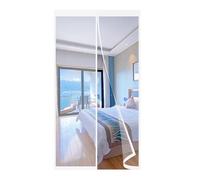 Moustiquaire Porte Ajustable 230x100cm Fermeture Automatique Rideaux Fenêtre Aimantée avec Aimants Sans Perçage pour Baie Vitree Fenetre Coulissante Blanc