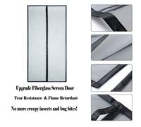 Moustiquaire porte avec bande Velcro coupe-feu Filet en fibre de verre Pour balcons, terrasses et portes d'entrée, Couleur : Noir, Dimension : 200x240 cm