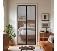 Moustiquaire porte avec bande Velcro coupe-feu Filet en fibre de verre Pour balcons, terrasses et portes d'entrée, Couleur : Noir, Taille : 85x240 cm