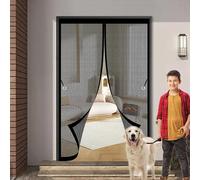 Moustiquaire Porte Coulissante 141 x 270 cm Anti-Moustiques, Fermeture Automatique, Sans Perçage, Maille Fine, Moustiquaire de Porte pour de Balcon, Cave, Noir