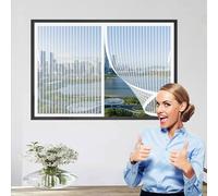 Moustiquaire Porte Coulissante 145 x 185 cm Joint Magnétique de Haut en Bas Moustiquaire Magnétique pour Porte Sans Perçage, avec Bande Magique pour Cuisine Salon Chambre, Blanc