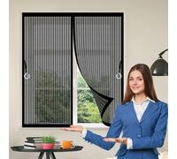 Moustiquaire Porte Coulissante 145 x 185 cm Puissants Aimants, Anti Insecte Rideaux Anti Mouches Sans Perçage, avec Bande Magique pour Cuisine Salon Chambre, Noir