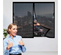 Moustiquaire Porte Coulissante 50 x 80 cm Différentes Tailles, avec Bande Magique Moustiquaire Porte Fenetre Sans Perçage, avec Bande Magique pour Chambre Salon Cuisine, Noir