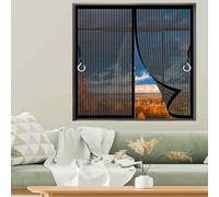 Moustiquaire Porte Coulissante 50 x 80 cm Garde L'Air Frais à L’Intérieur Moustiquaire Fenêtre Rideau Sans Perçage, avec Bande Magique pour Cuisine Salon Chambre, Noir