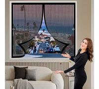 Moustiquaire Porte Coulissante 90 x 120 cm Puissants Aimants, Anti Insecte Rideau Anti Moustique avec Bande Magique, Installation Facile pour Chambre Salon Cuisine, Noir