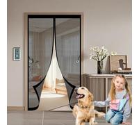 Moustiquaire Porte Coulissante 90 x 94 cm Anti-Moustiques, Fermeture Automatique, Sans Perçage, Maille Fine, Porte Magnétique pour de Balcon, Cave, Noir