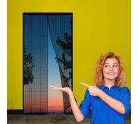 Moustiquaire Porte D'Entrée 134 x 203 cm Moustiquaire Porte Fenetre Magnetique Respirante Installation Facile Sans Outils pour Fenêtre Balcon, Noir