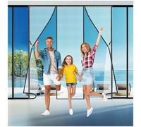 Moustiquaire Porte d'Entrée Auto-Agriffante 245x270cm(96x106in) - Bande Universelle Bois, Métal, PVC - Mesh Lavable pour Maison, Bureau Cadre noir avec gaze blanche