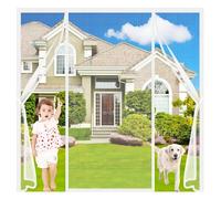 Moustiquaire Porte Double Rideau Magnétique Blanc 270x260cm Bande lestée en bas pour éviter que le rideau ne se soulève avec le vent Pour porte patio