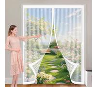 Moustiquaire Porte Fenetre 100 x 100 cm Fermeture Automatique, Perçage Maille Ultra Fine, Aimants Plus Forts, Installation Adhésive Magnétique Rideau de Porte pour Couloirs, Portes, Blanc
