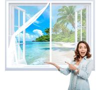 Moustiquaire Porte Fenêtre 100 x 160 cm Anti-Moustiques, Bande Auto-Agrippante, Sans Percage, Fermeture Automatique, Moustiquaire Porte Fenetre pour Balcon, Chambre, Blanc