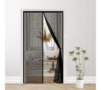Moustiquaire Porte Fenetre 100 x 180 cm Maille Ultra-Fine, Fermeture Auto Aimants, Bande Auto-Agrippante, Montage Facile Épaissie Moustiquaire Porte pour Couloirs, Noir