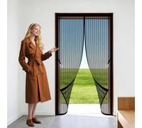 Moustiquaire Porte Fenetre 105 x 200 cm Différentes Tailles Maille Fine Rideau Anti Mouche Sans Perçage, Fermeture Automatique pour Balcon Salon Chambre Portes, Noir