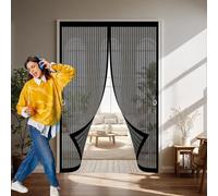 Moustiquaire Porte Fenêtre 105 x 200 cm Maille Ultrarésistante, Joint Magnétique de Haut en Bas, Garde L'Air Frais à L'Intérieur Maille Fine Rideau Anti Mouche pour Couloirs, Portes, Noir