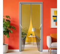 Moustiquaire Porte Fenetre 109 x 222 cm avec Fermeture Automatique Maille Très Dense Aimantée Rideau Anti Mouches et Insectes pour Balcon, Cave et Terrasse, Gris
